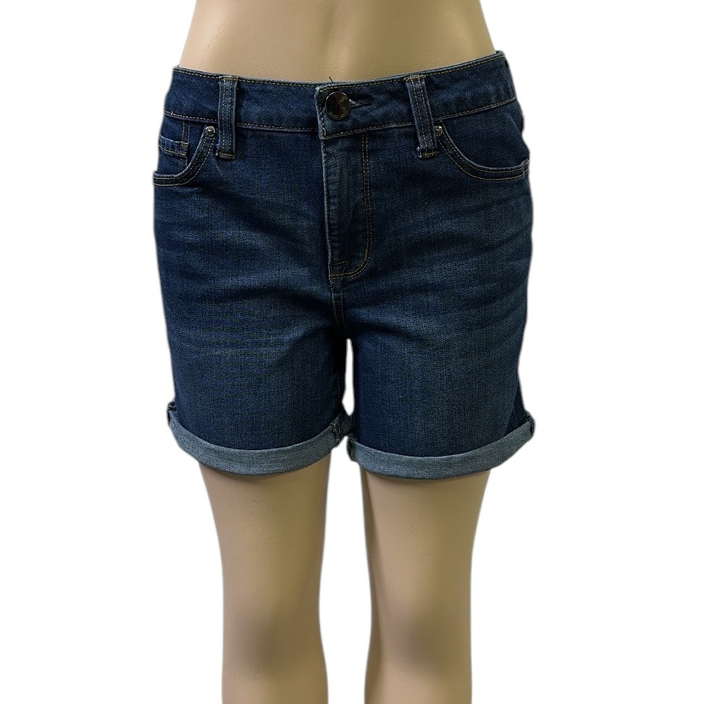 Seven7 Weekend Short Rolled Hem 10 Inch Rise 7 Inch Blue Jean Shorts Womens 6